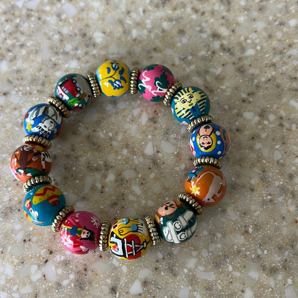ANGELA MOORE original design women’s beaded bracelet. Multi-colored.